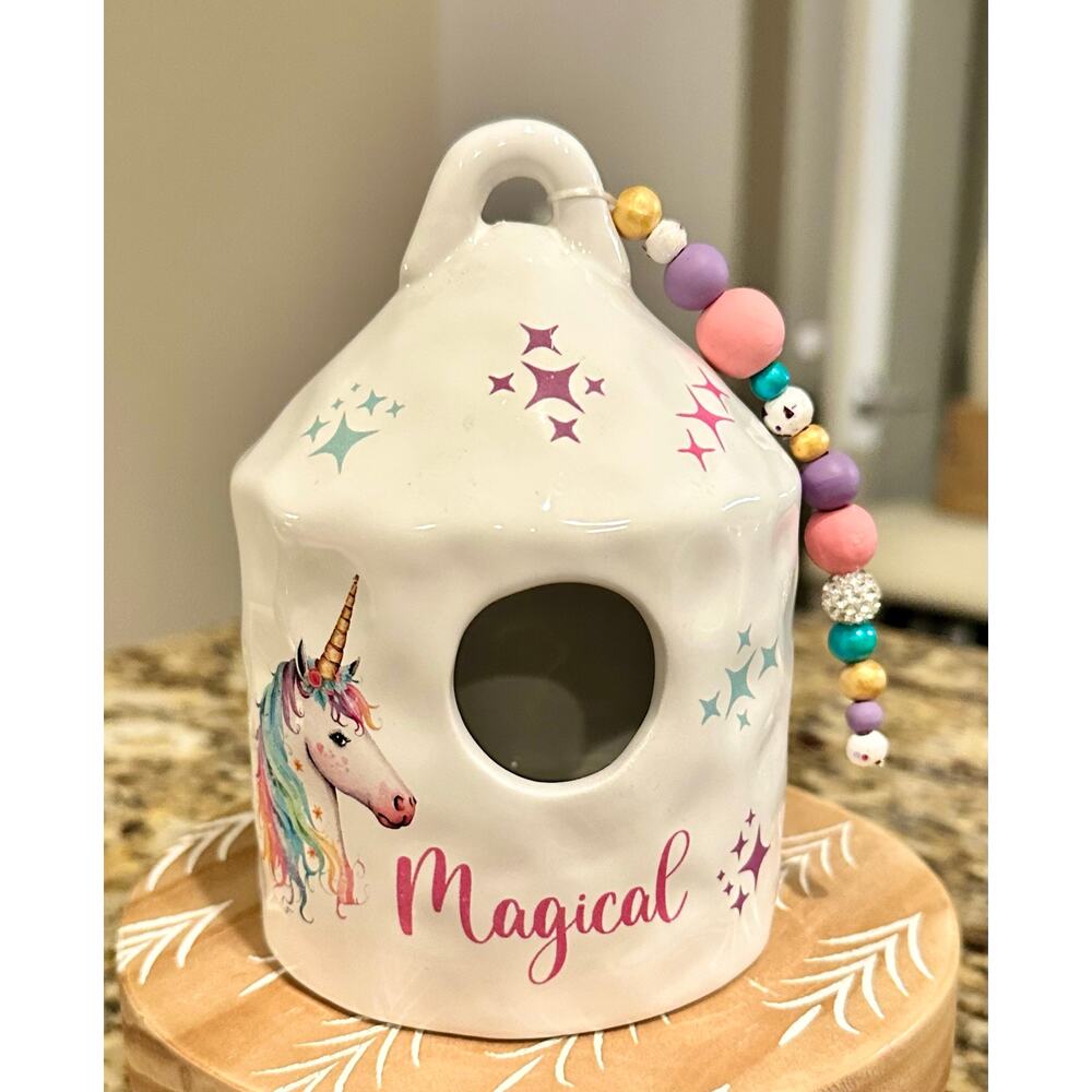 Mini Magical Unicorn Birdhouse New